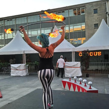 Load image into Gallery viewer, performer holding a fire hoop