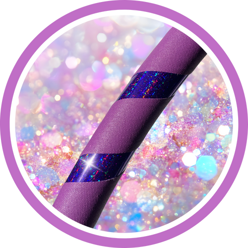 striped purple glitter hula hoop on sparkly background