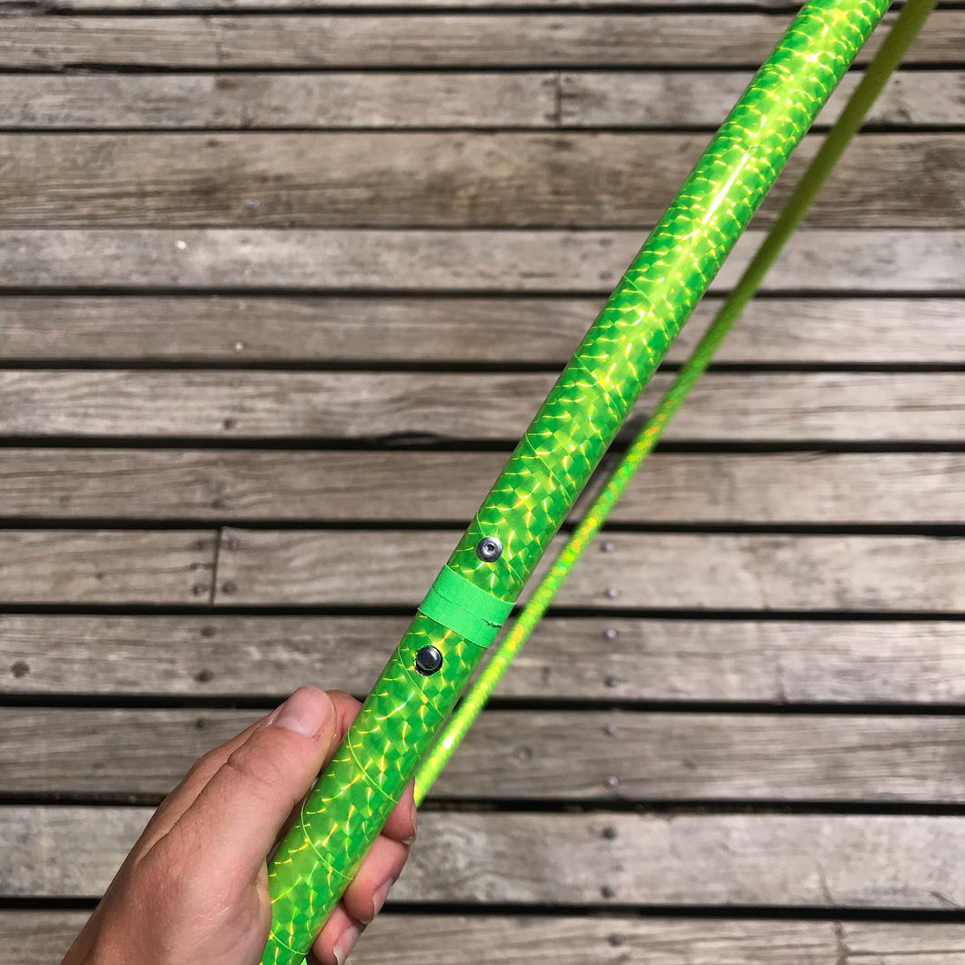 hula hoop in lime green holographic tape