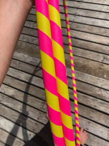 yellow and pink candy hula hoops