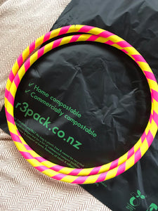 colourful adult hula hoop NZ with compostable packaging