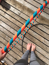 Load image into Gallery viewer, orange and turquoise adult hula hoop for hooop workouts
